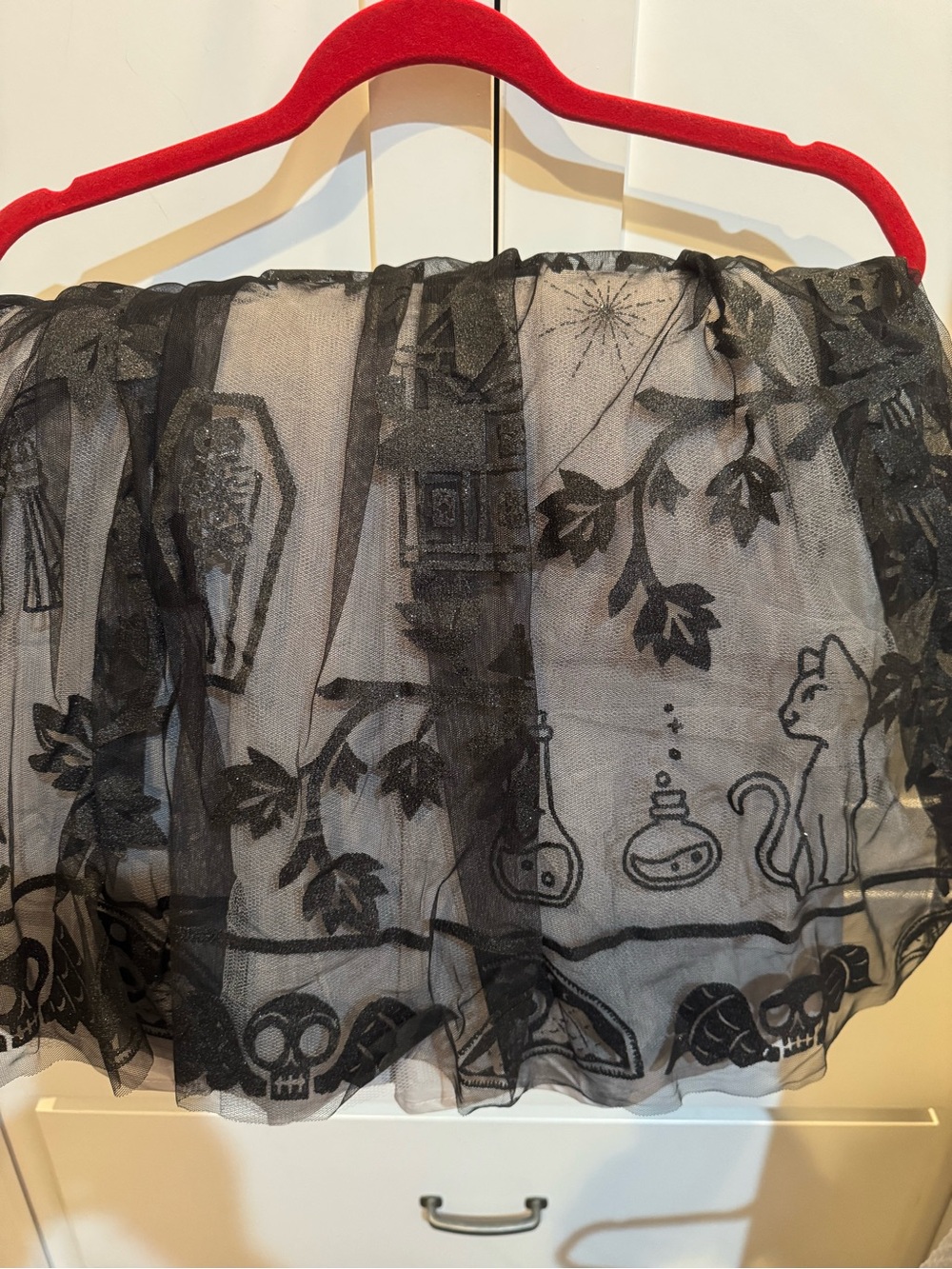 Disney Black Sheer Hocus Pocus Skirt with Gothic Motifs